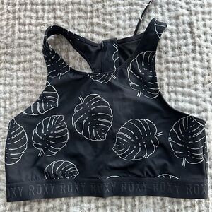 ROXY Ladies Women’s Size Small Black & White Tropical Leaf Swim Suit Bik…